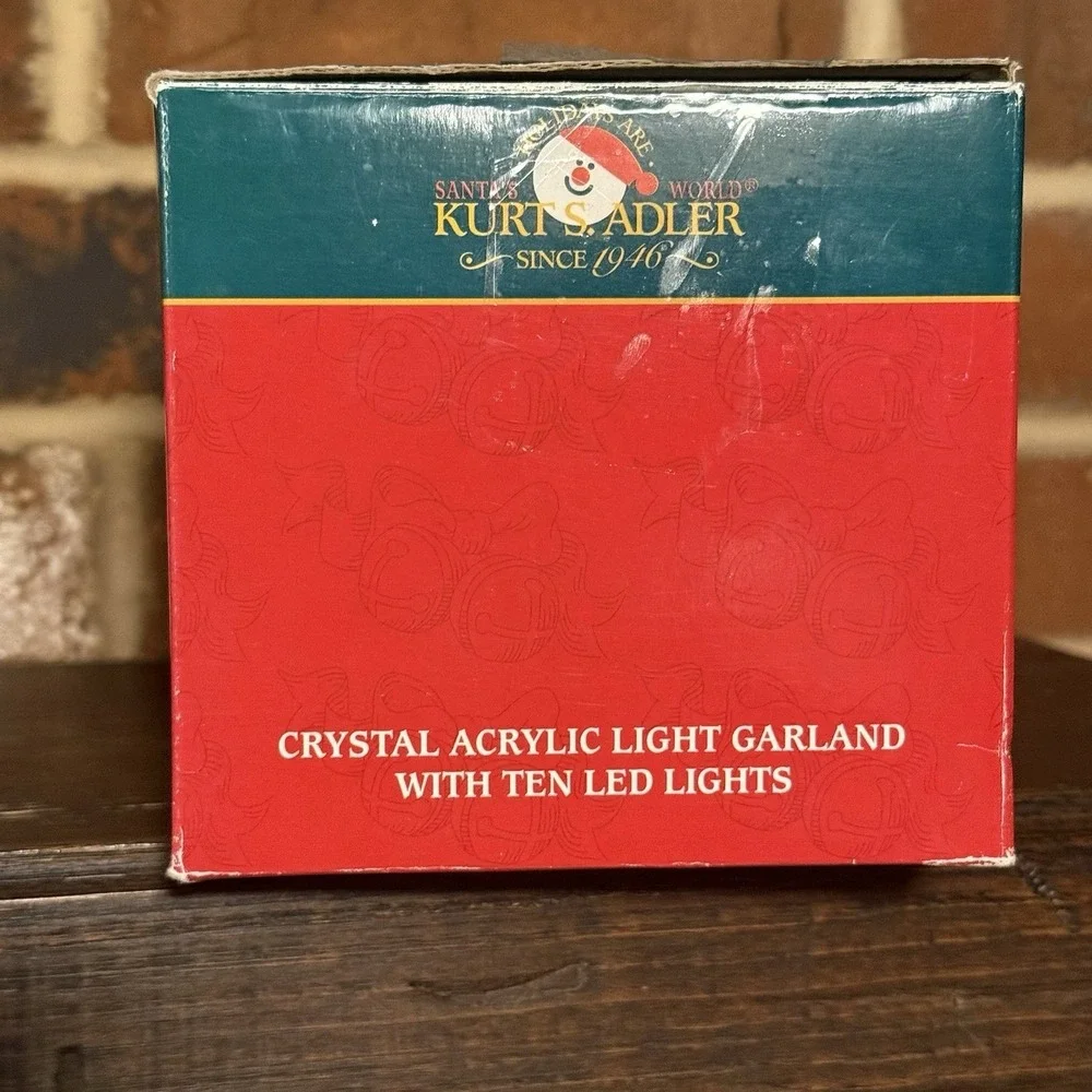 Vtg Kurt S. Adler Xmas Garland 10pc Blue Holiday Lights Set Indoor New in‎ Box
